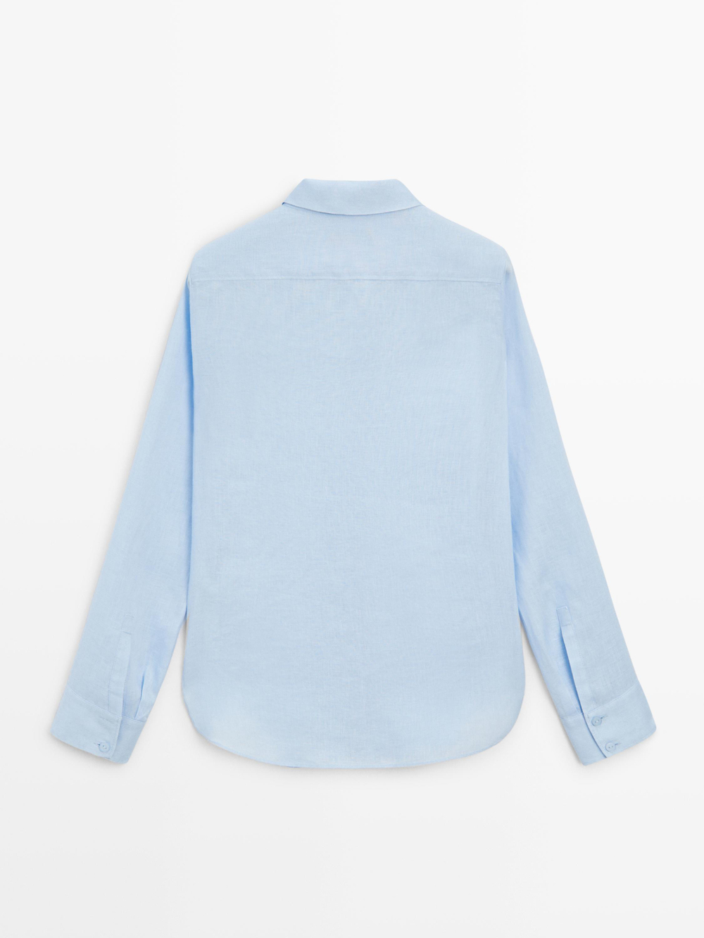 Massimo Dutti Льняная рубашка свободного кроя, небесно-голубой