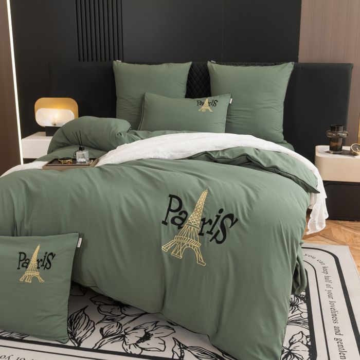 Комплект постельного белья на резинке «Оливковый шарм Парижа»