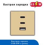 Блок зарядки в рамку 65W TYPE A+C+C 65WUSB (золотой)