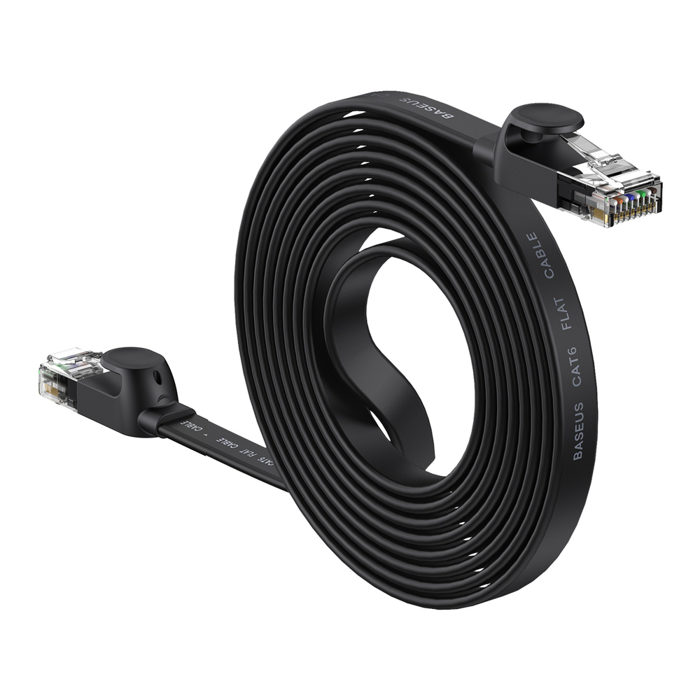 LAN кабель Baseus High Speed Six Types of RJ45 Gigabit Network Cable (Flat) - Black 8m