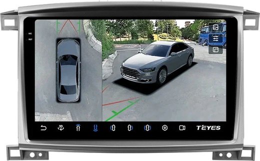 Магнитола для Toyota Land Cruiser 100, Lexus LX470 2002-2007 (климат на цветном экране) - Teyes CC3-2K-360 на Android 10, 2K QLED, 6Гб+128Гб, CarPlay, 4G SIM-слот, 4 камеры в комплекте