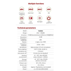 TASI TA650A цифровой измеритель уровня звука и шума, детектор децибел 30-130