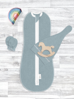 Комплект для новорожденного Mjölk Baby Blue {пеленальный кокон, шапочка, антицарапки},уценка