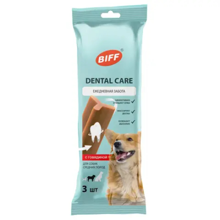 TITBIT жевательный снек Biff Dental Care с говядиной для собак средних пород - 77 гр