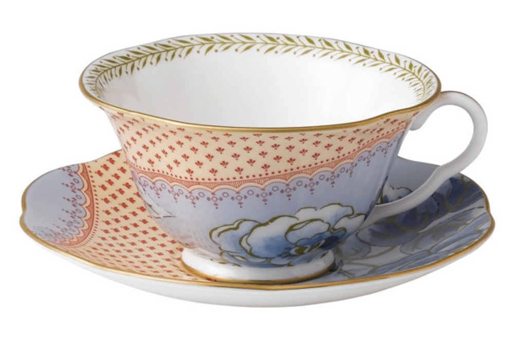 Чайная пара 240мл Wedgwood Бабочки и цветы пионы