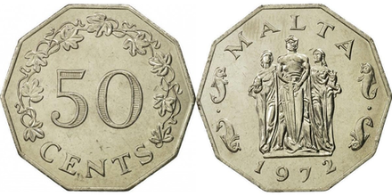 Мальта 50 центов, 1972 - 1981 Монумент Великой осады XF