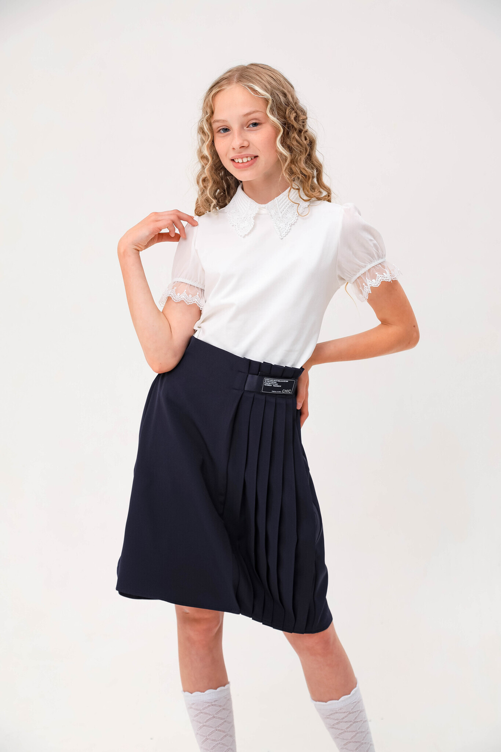 Блуза с коротким рукавом трикотажная для девочки DELORAS Z63225S