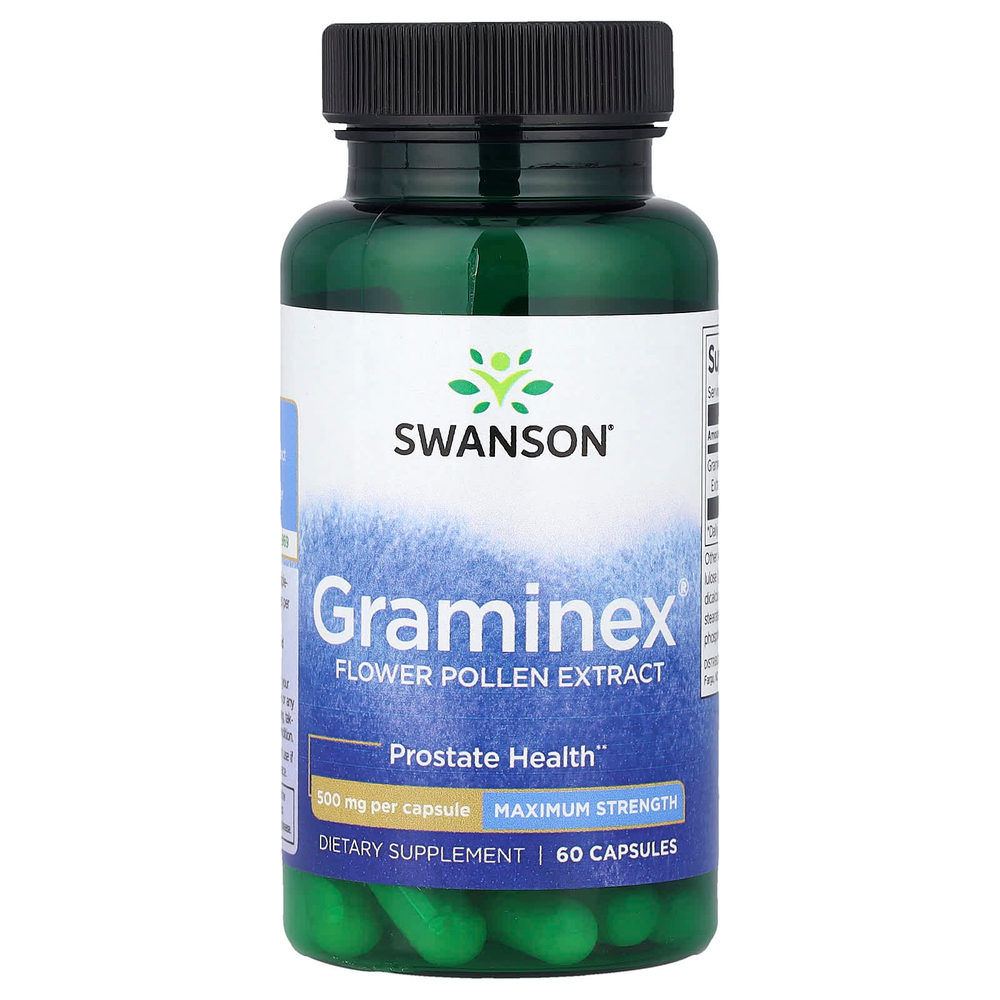 Swanson, экстракт цветочной пыльцы Graminex®, максимальная сила действия, 500 мг, 60 капсул