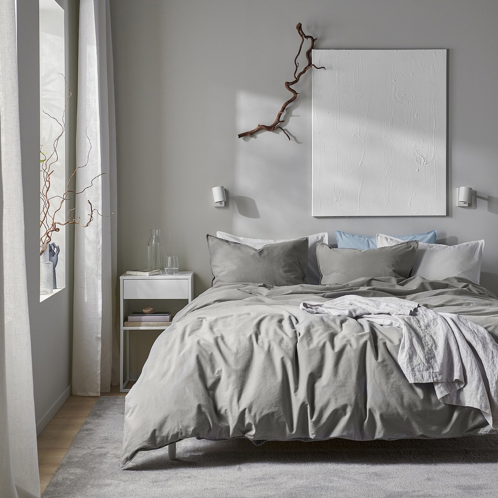 IKEA ÄNGSLILJA  (ИКЕА ÄНГСЛИЛЙА)  -  Пододеяльник и 2 наволочки, серый, 200x200/50x60 см