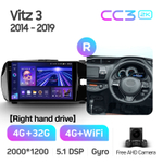 Teyes CC3 2K 9"для Toyota Vitz 2014-2019 (прав)