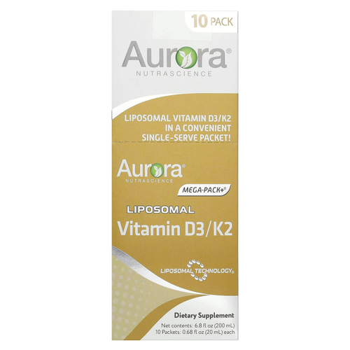 Aurora Nutrascience, Липосомальный витамин D3 / K2, 10 пакетиков по 20 мл (0,68 жидк. Унции)