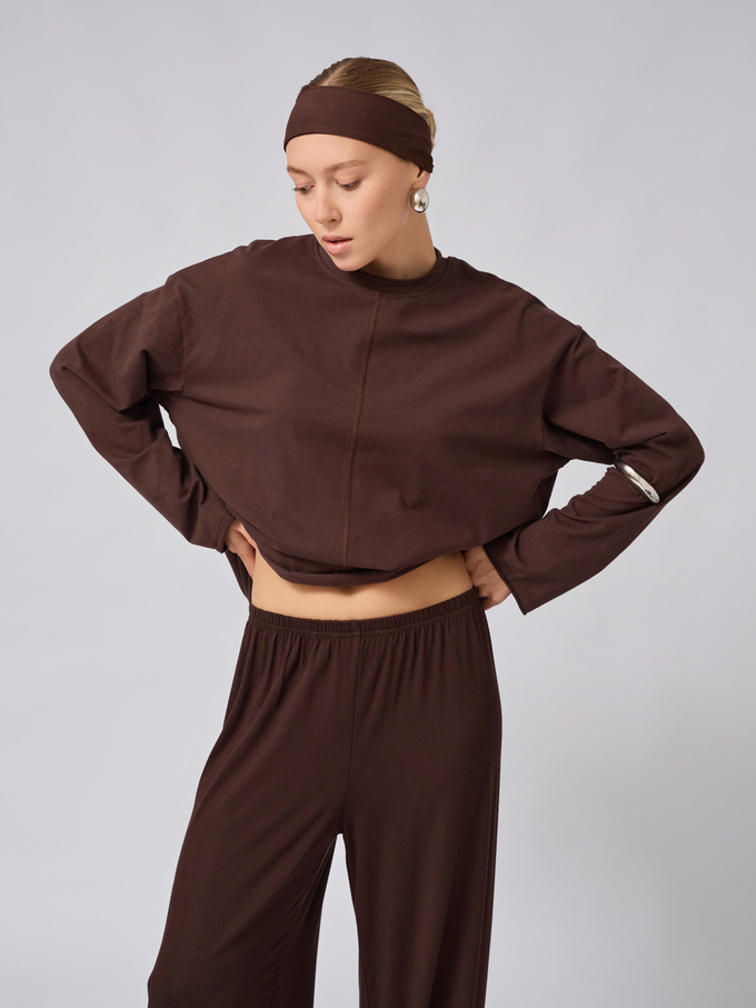 Лонгслив оверсайз коричневый