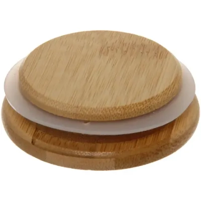 Банка для продуктов стеклянная 250мл «Хай-Тек» с бамбуковой крышкой 6,5*10см