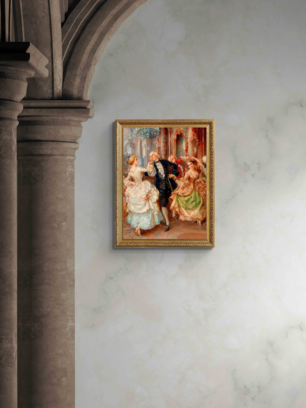 Картина на стену для интерьера на холсте "Золотой век" в классической раме 41*51 см