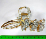 Заколка-краб. Букет из цветов со стразами. Металл. Усиленная. Цвет золотой