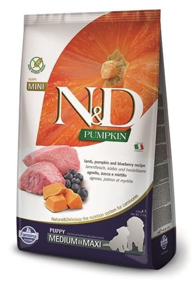 N&amp;D puppy 2,5кг беззерновой корм для щенков всех пород с ягненком и черникой с тыквой
