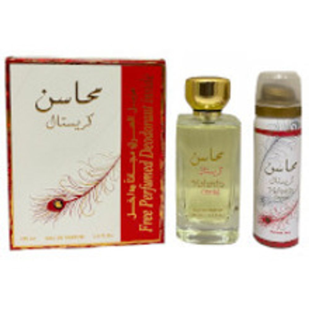 Lattafa Perfumes Mahasin Crystal Gift set EDP 100 ml and deospray 75 ml 100ml