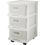 Комод Keeplex Ajur с корзинами на колесиках трехсекционный компакт 37х56,3см белое обла