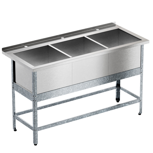 Ванна моечная трехсекционная "Бизнес" ВМБ 500/3, 1340х500(570)х860 мм, с бортом