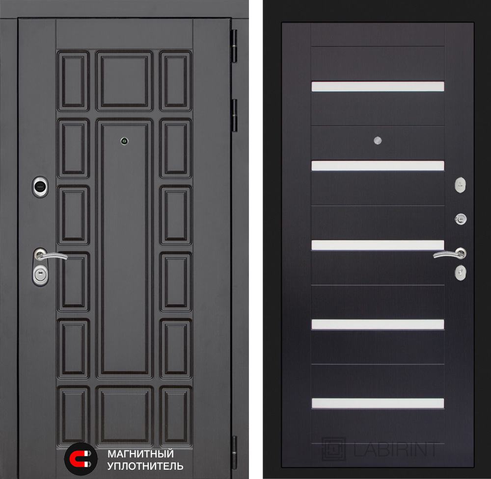 Дверь входная Лабиринт Нью-Йорк 01 - Венге, стекло белое металлическая