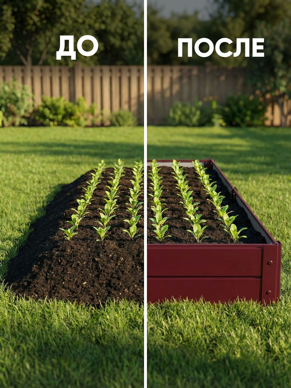 Грядка Ивановская 1х2 метра, борт 20см Красный (RAL 3005), (сборка: саморезы)