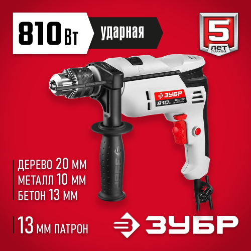 Дрель ударная ЗУБР ДУ-810 ЭРМ2 в коробке(ДУ-810 ЭРМ2)