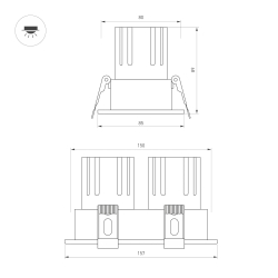 Светильник MS-FLOW-BUILT-S157x85-2x12W Day4000 (BK, 15 deg, 230V) (Arlight, IP20 Металл, 5 лет) 055935