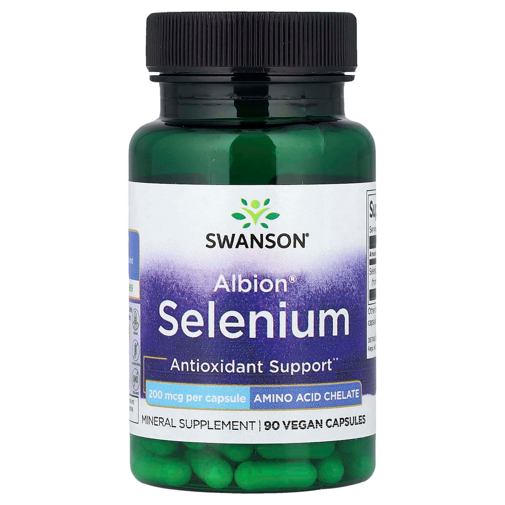 Swanson, Albion®, селен, 200 мкг, 90 веганских капсул