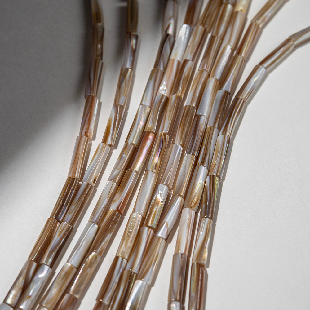 Черный перламутр морских ракушек, оттенок "Кофейный", трубочки 4*14мм