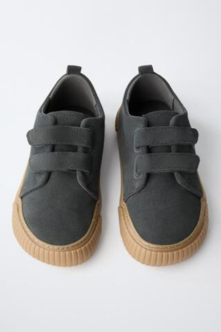 ZARA КОЖАНЫЕ КРОССОВКИ С РЕМЕШКАМИ BAREFOOT, МОРСКОЙ СИНИЙ