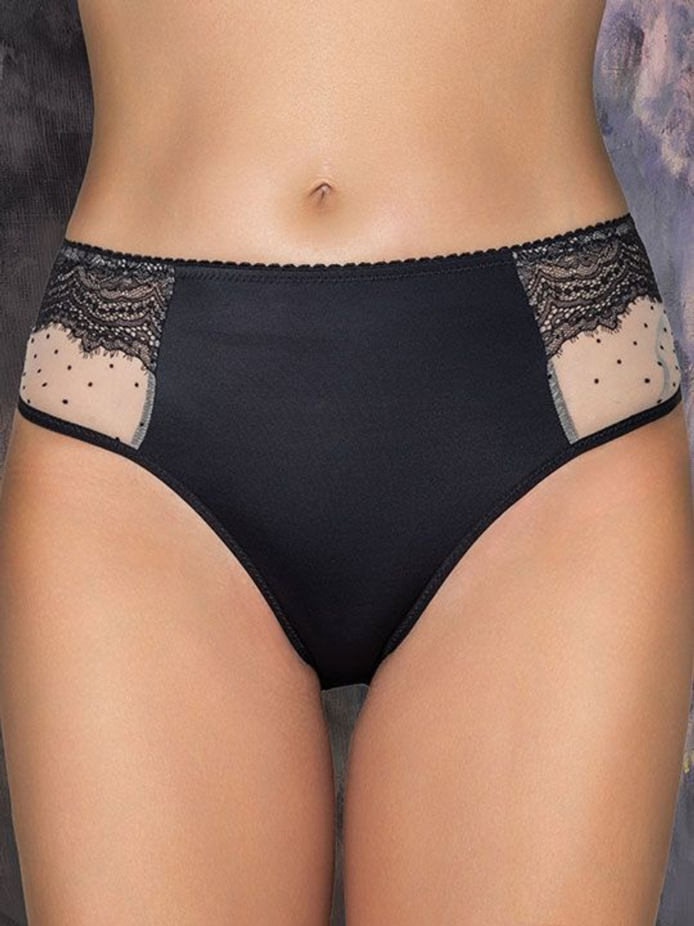 Трусики-слипы с завышенной линией талии Desire (Размер: 48) (Цвет: черный с бежевым)