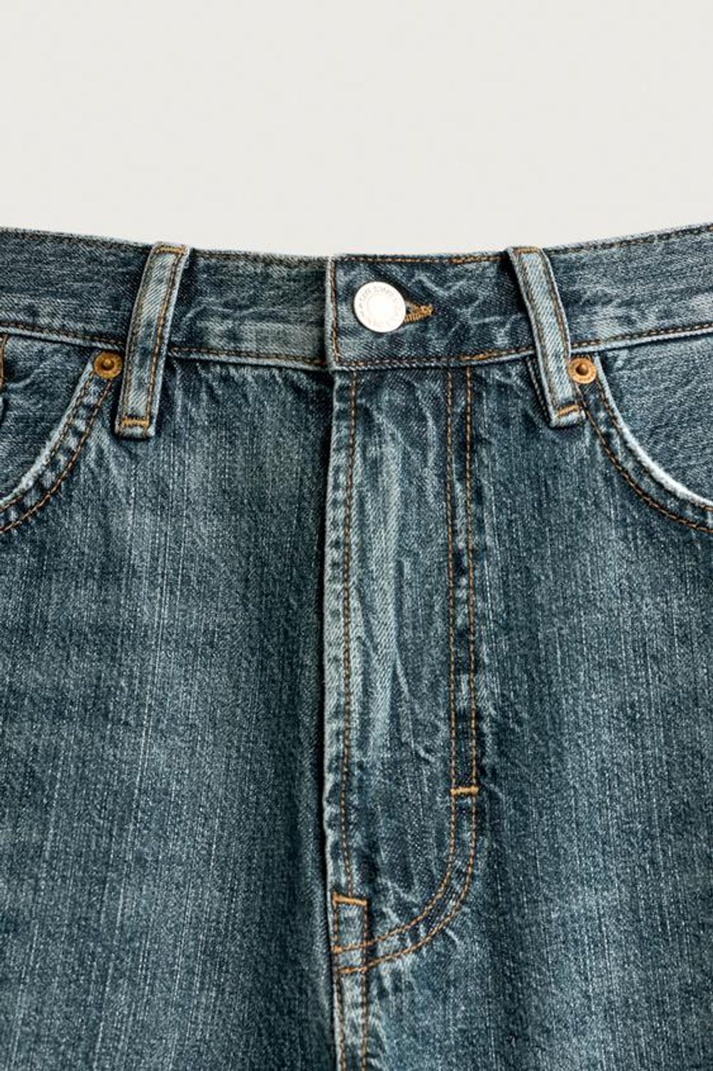 ZARA ДЖИНСОВЫЕ ШОРТЫ LOOSE FIT, ЗЕЛЕНОВАТО-СИНИЙ