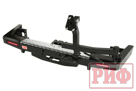 Бампер силовой задний УАЗ Патриот 2015+ с площадкой под лебедку, калиткой и фонарями стандарт РИФ