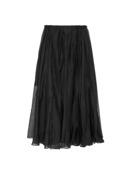 Юбка со складками из хлопка и шелка черный