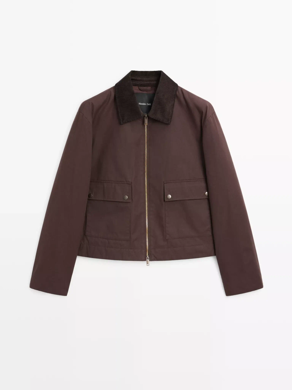 Massimo Dutti Короткая куртка с вельветовым воротником, бургунди