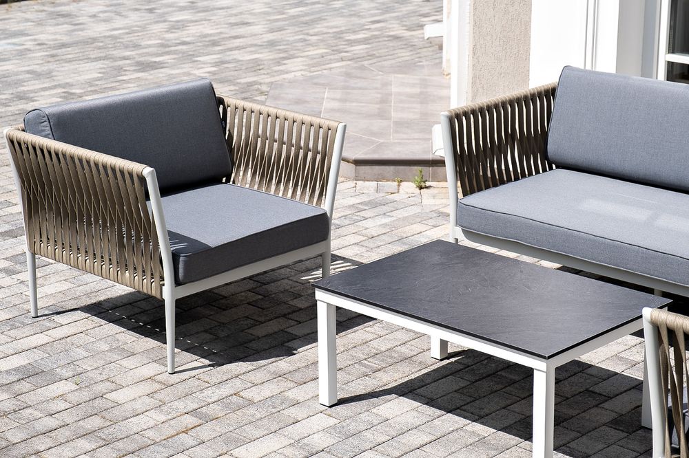 "Касабланка" лаунж-зона плетеная из роупа 4-местная, цвет серый