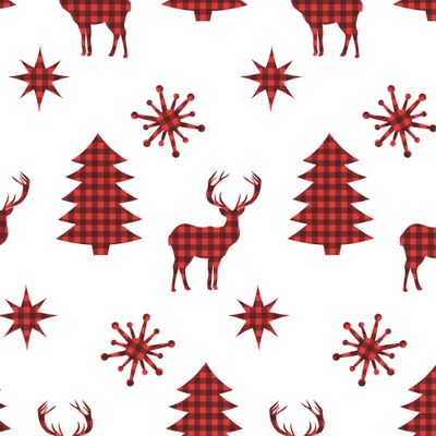 Олени и елки клетка плед