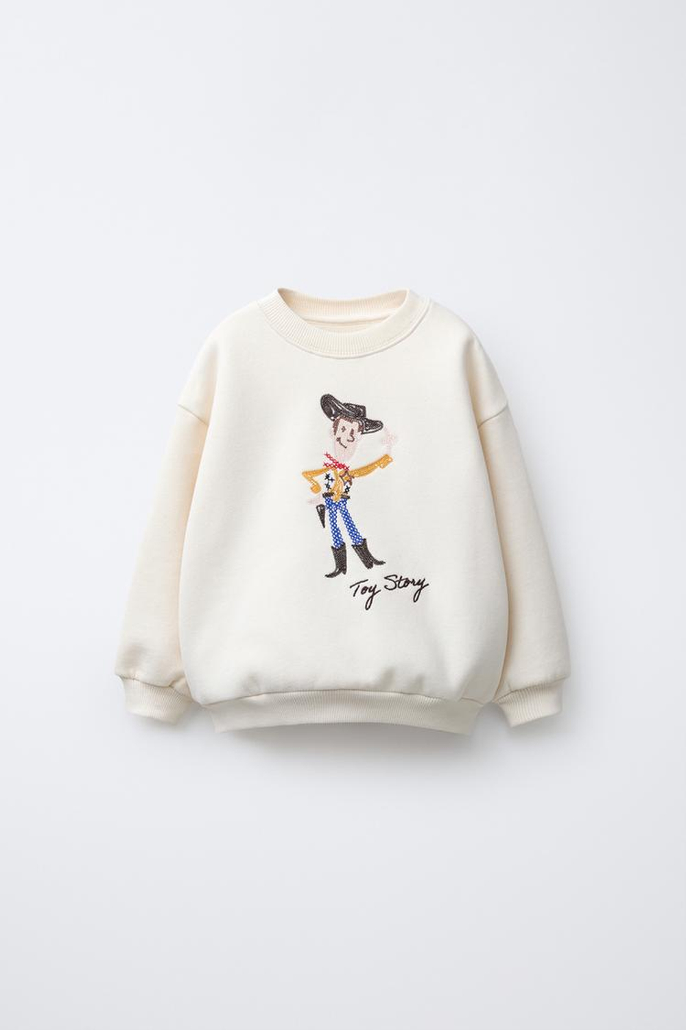 ZARA ТОЛСТОВКА С ВЫШИВКОЙ BUDDY TOY STORY © DISNEY PIXAR, ЭКРЮ