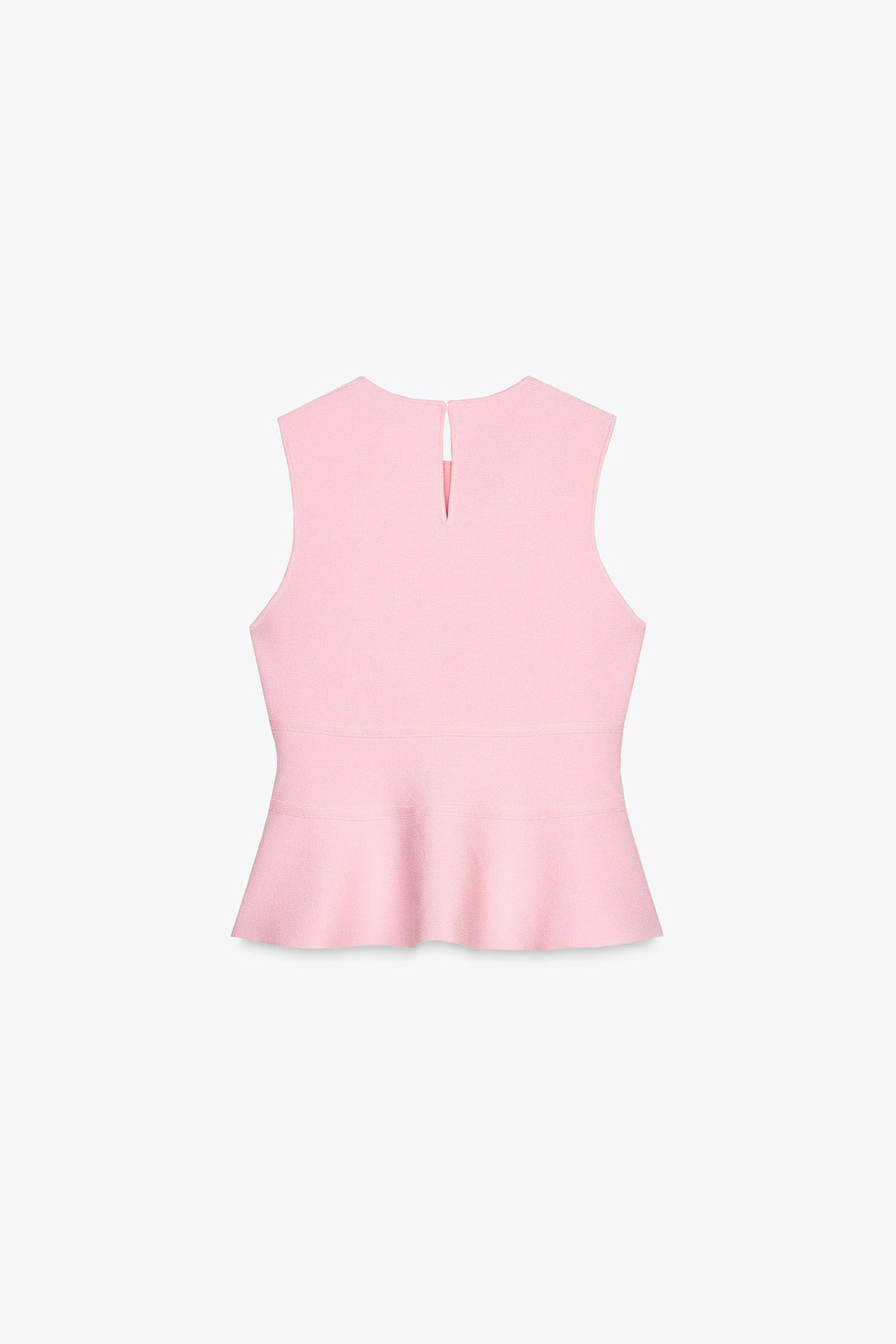 ZARA ТРИКОТАЖНЫЙ ТОП С БАСКОЙ И БАНТАМИ, РОЗОВЫЙ