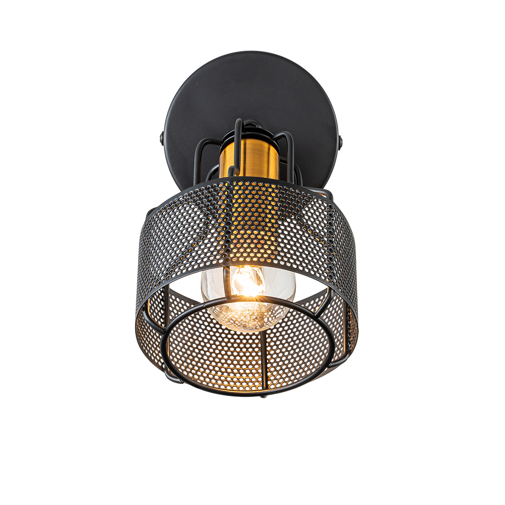 Настенный светильник 1x40Вт E14, металл, черный/золото