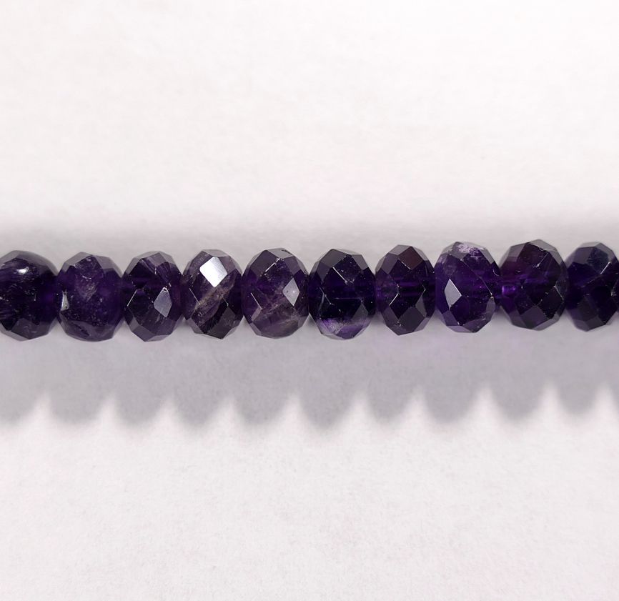 Бусина из аметиста, фигурная, 5x8 мм (рондель, граненая)