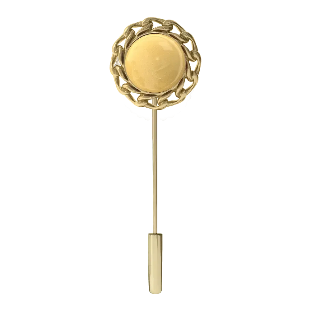 Брошь Винтажная II с молочным янтарем, позолота