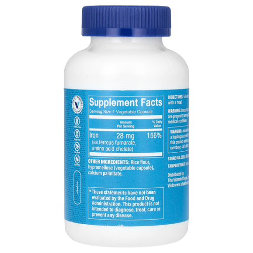 The Vitamin Shoppe, железо, 28 мг, 300 растительных капсул