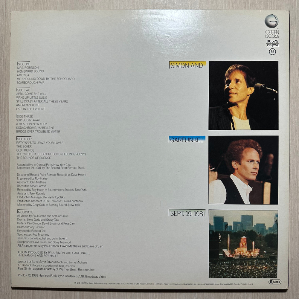 Simon And Garfunkel - The Concert In Central Park 2LP (Европа 1982г.)
