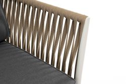 "Касабланка" диван 2-местный плетеный из роупа, каркас алюминий светло-серый (RAL7035) муар, роуп серо-коричневый 23мм, ткань серая 017