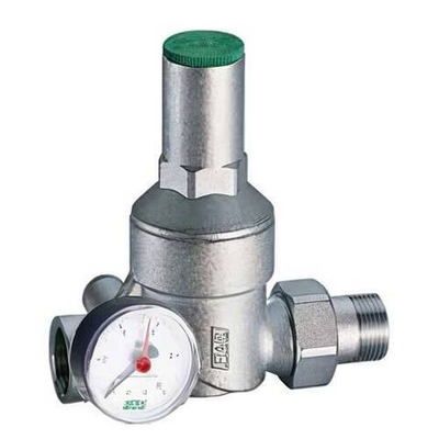 Регулятор давления FAR 2835 - 3/4" (ВР/НР, PN25, Tmax 75°C, настройка 1-6 бар, с манометром, хром)
