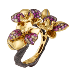 Кольцо Орхидея с Сапфирами и Бриллиантами, Эмаль, R0275-21/6