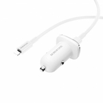 Автомобильный адаптер на USB белый, кабельType-C to Lightning, Borofone BZ12B, 3A, QC3.0, 012351
