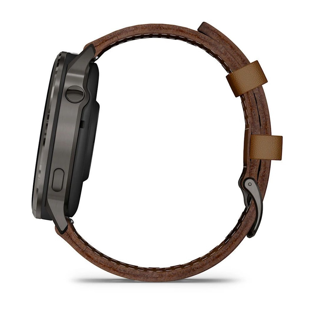 Garmin Venu 4 - 45mm Slate / Black Silicone / Brown Leather Band