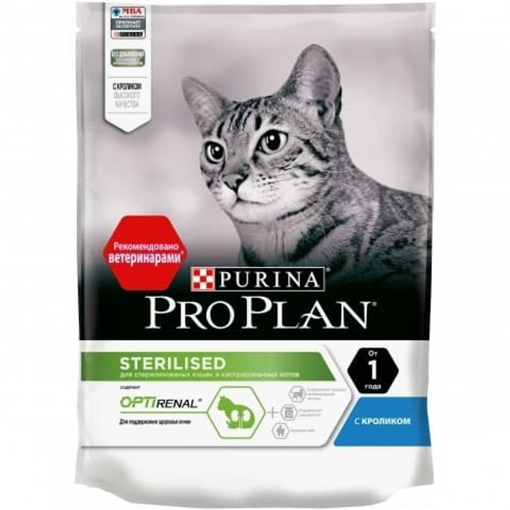 Pro Plan 200г sterilised OptiRenal корм для кастр/стер. кошек с Кроликом (12396663)